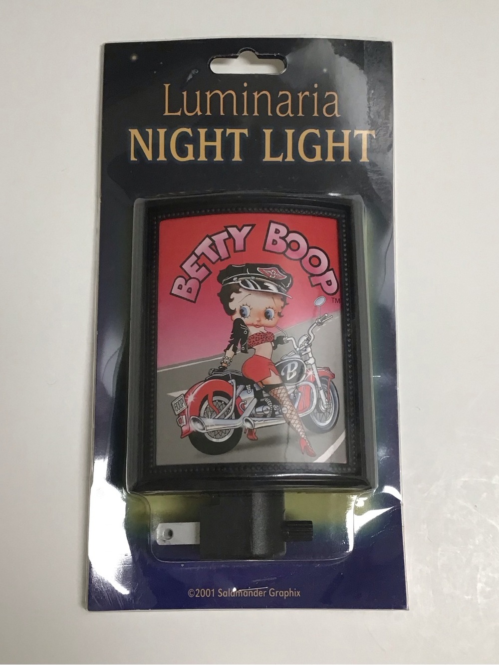 Betty Boop Motorcycle Night Light Fishnet Stockings Sexy Biker Vintage 2001 NEW
